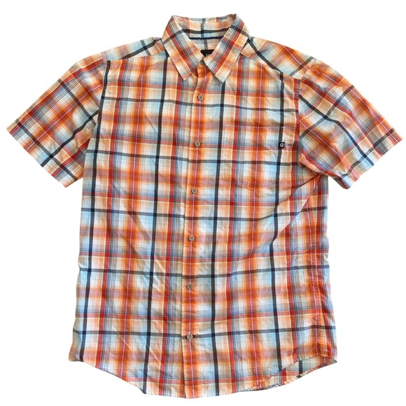 Marmot Other - Marmot Mens Small Orange Blue Plaid Short Sleeve Button Down Hiking Shirt